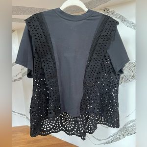 Sea Ruffle Lace Eyelet-Trim T-Shirt